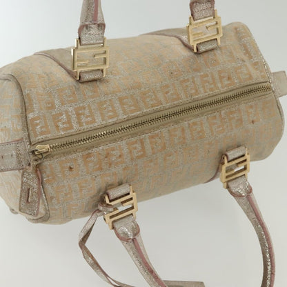 Fendi FENDI Zucchino Canvas Hand Bag Silver Gold Authentic 139411