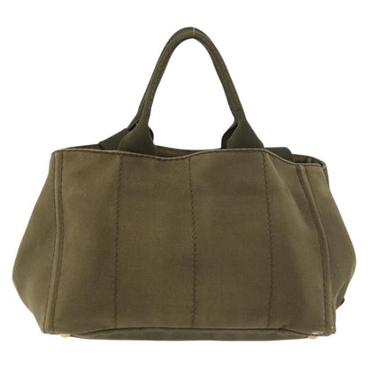 Prada PRADA Canapa MM Hand Bag Canvas 2way Khaki Gold Authentic ti3829