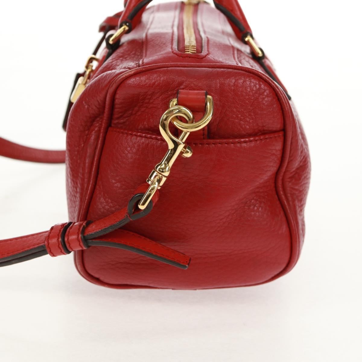 Loewe LOEWE Hand Bag Leather 2way Red Gold Authentic 160175
