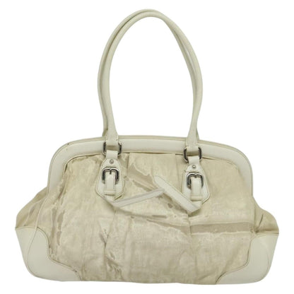 Prada PRADA Shoulder Bag Canvas Silver White Authentic fm4672