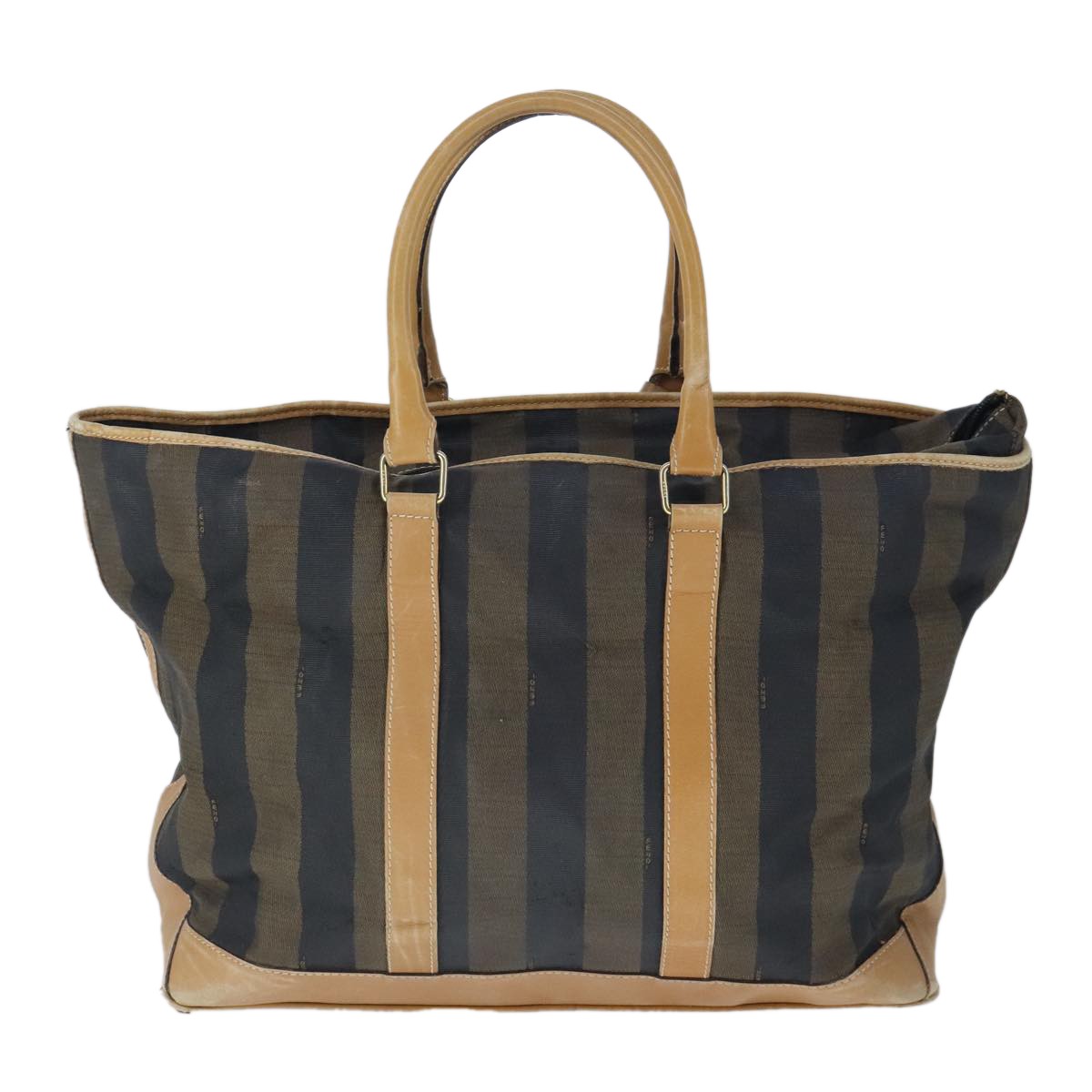 Fendi FENDI Pecan Canvas Boston Bag Coated Canvas Khaki Brown Authentic ti2355
