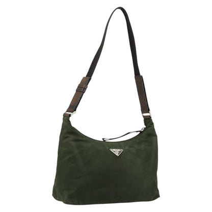 Prada PRADA Shoulder Bag Nylon Khaki Silver Authentic bs34740