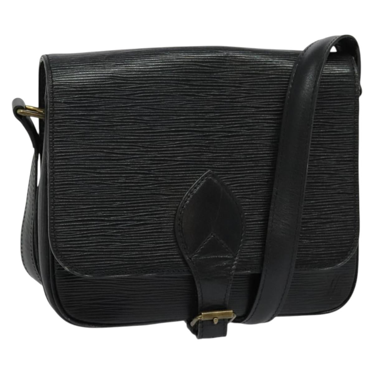 Louis Vuitton LOUIS VUITTON Epi Cartouchiere MM Shoulder Bag Black Noir M52242 LV Authentic BA4693