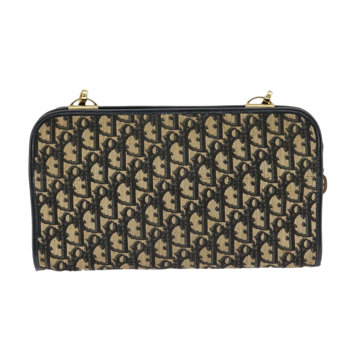 Dior Christian Dior Trotter Canvas Shoulder Bag Navy Gold Authentic 98475