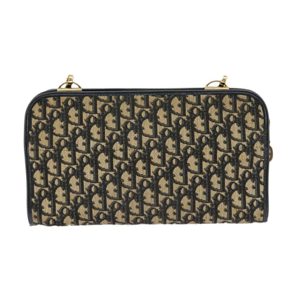 Dior Christian Dior Trotter Canvas Shoulder Bag Navy Gold Authentic 98475