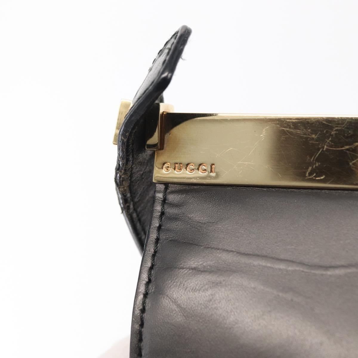 Gucci GUCCI Shoulder Bag Leather Black Gold Authentic BA8638