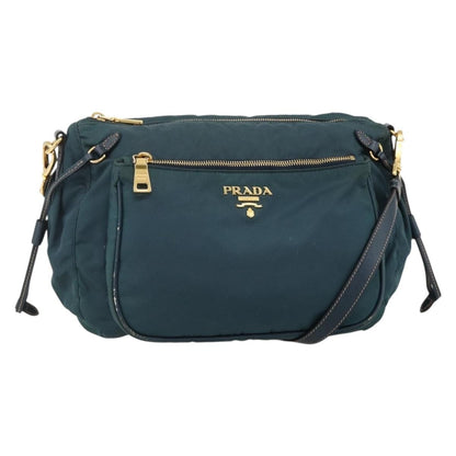 Prada PRADA Shoulder Bag Nylon Green Gold Authentic YKZ1088