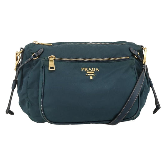 Prada PRADA Shoulder Bag Nylon Green Gold Authentic YKZ1088