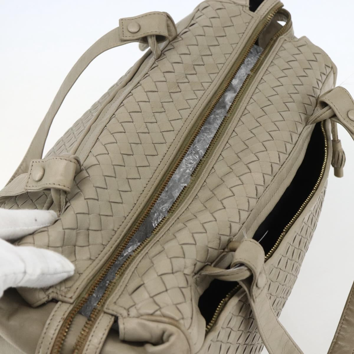 BOTTEGAVENETA BOTTEGAVENETA BOTTEGA VENETA INTRECCIATO Hand Bag Leather Beige Gold Authentic 155700