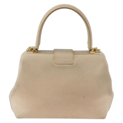 Celine CELINE Hand Bag Leather 2way Beige Gold Authentic 166991