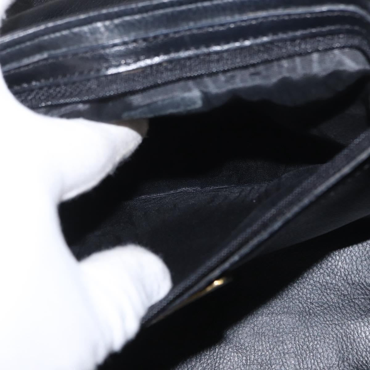 Fendi FENDI Hand Bag Leather Black Gold Authentic 169891