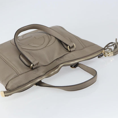Gucci GUCCI Soho Hand Bag Leather Gray Gold 282307 Authentic 156415