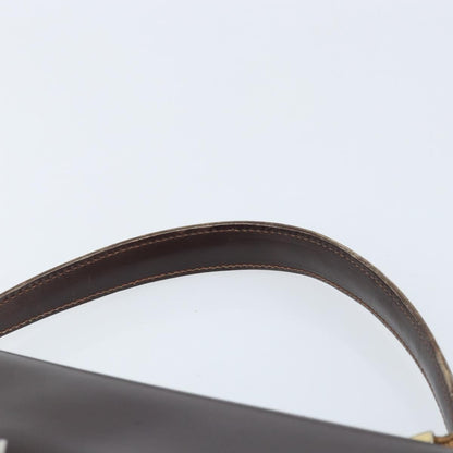 Gucci GUCCI Hand Bag Leather Brown Gold Authentic BAZ167