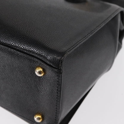 Versace VERSACE Tote Bag Leather Black Gold Authentic BA8013