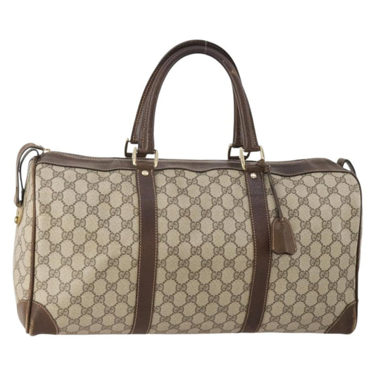 Gucci GUCCI GG Supreme Boston Bag PVC Beige Gold Authentic 175449