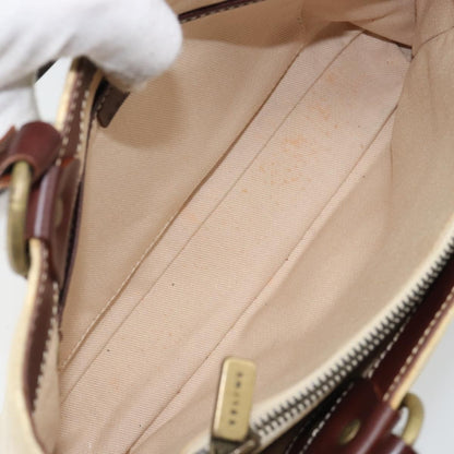 Celine CELINE Macadam Canvas Hand Bag Beige Gold Authentic 168626