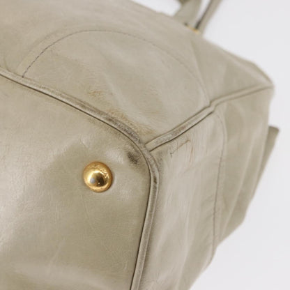 Prada PRADA Hand Bag Leather 2way Beige Gold Authentic ka1369
