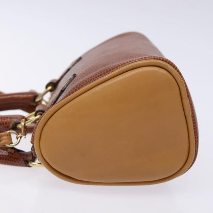 Fendi FENDI Hand Bag Leather 2way Brown Gold Authentic sw1085