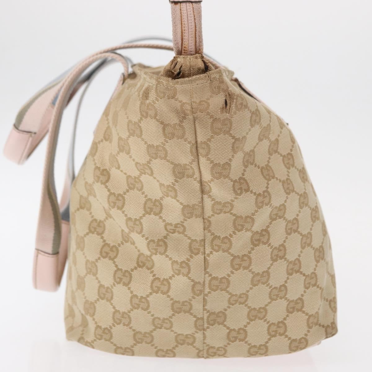 Gucci GUCCI GG Canvas Sherry Line Tote Bag Beige Pink 131230 Authentic 152017
