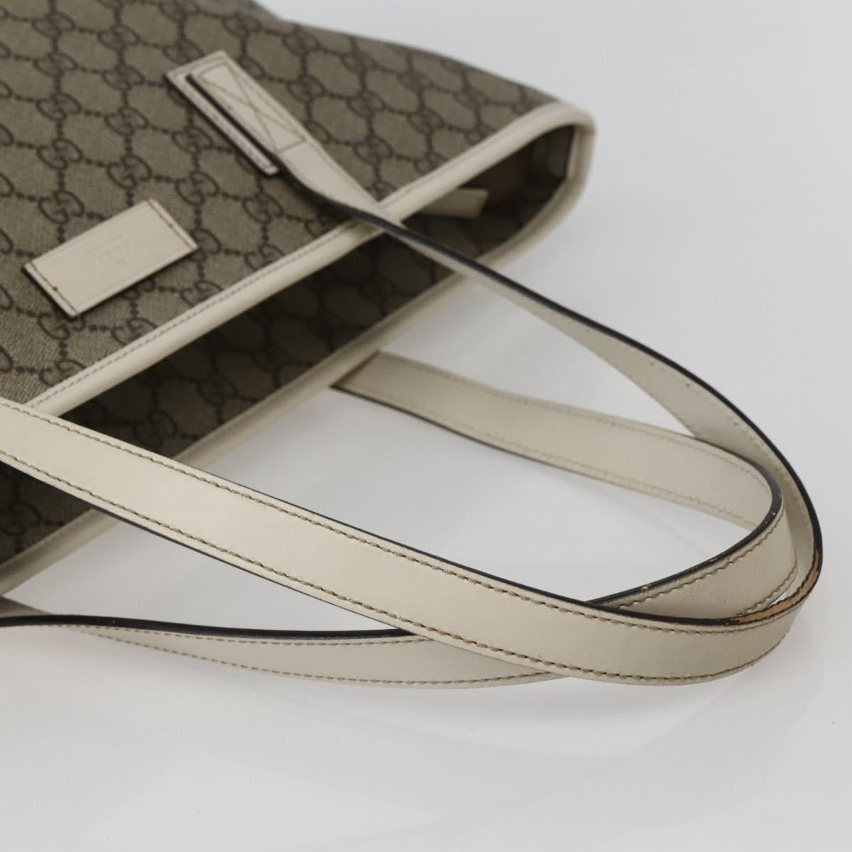 Gucci GUCCI GG Supreme Tote Bag PVC Beige Silver 211137 Authentic BA5762