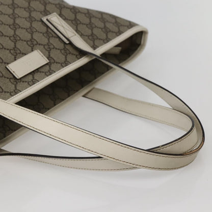 Gucci GUCCI GG Supreme Tote Bag PVC Beige Silver 211137 Authentic BA5762