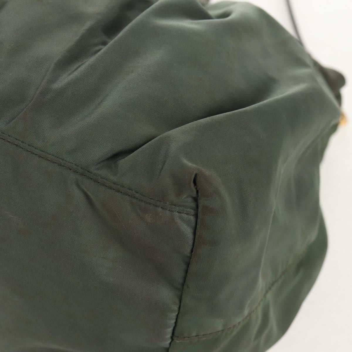 Prada PRADA Hand Bag Nylon 2way Green Gold Authentic 157145