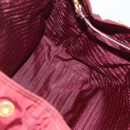 Prada PRADA Hand Bag Nylon 2way Bordeaux Gold Authentic 163074