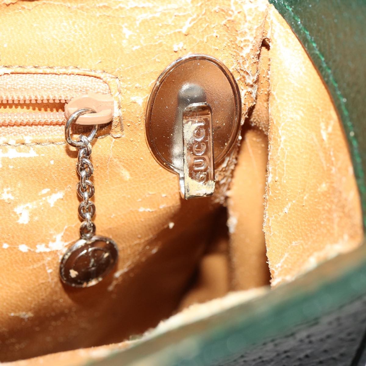 Gucci GUCCI Hand Bag Leather Green 000 2058 0307 Authentic 75505