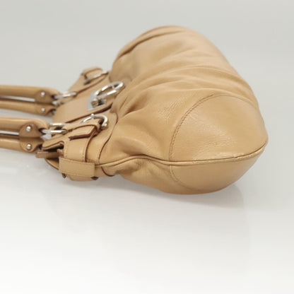 Salvatore Ferragamo Salvatore Ferragamo Gancini Hand Bag Leather Beige Silver Authentic 126621