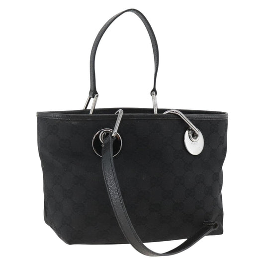 Gucci GUCCI GG Canvas Hand Bag Black Silver 120844 Authentic BA11644