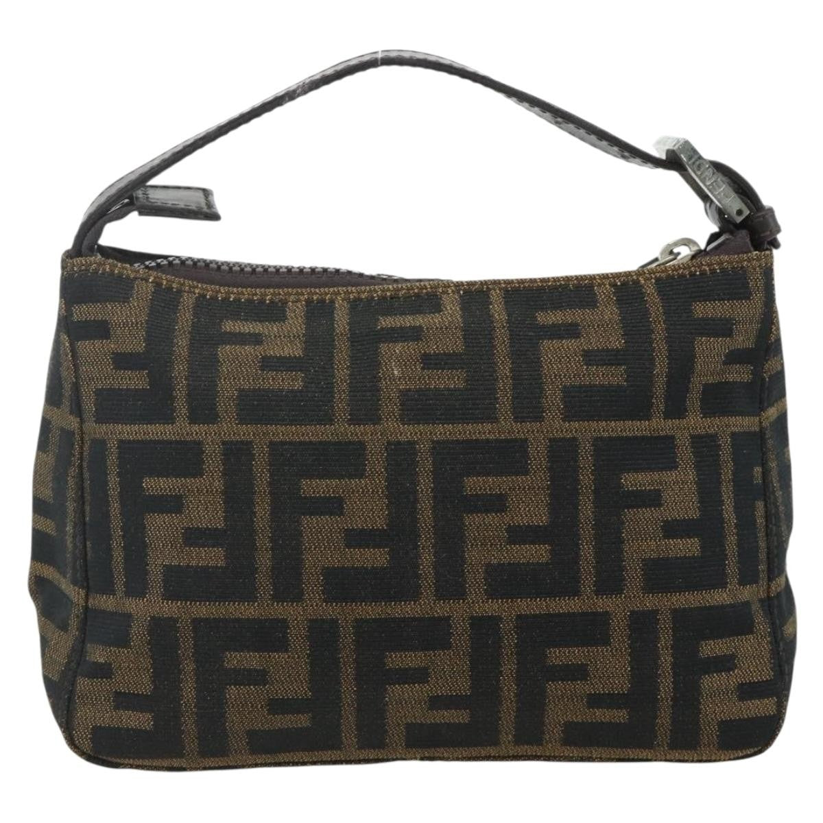 Fendi FENDI Zucca Canvas Hand Pouch Black Brown Authentic 168880 Bag