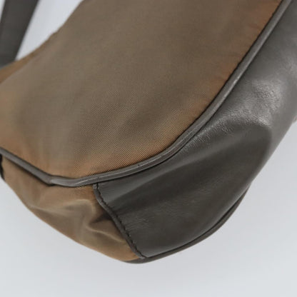 Prada PRADA Hand Bag Nylon Leather Gold Brown Authentic mr1761