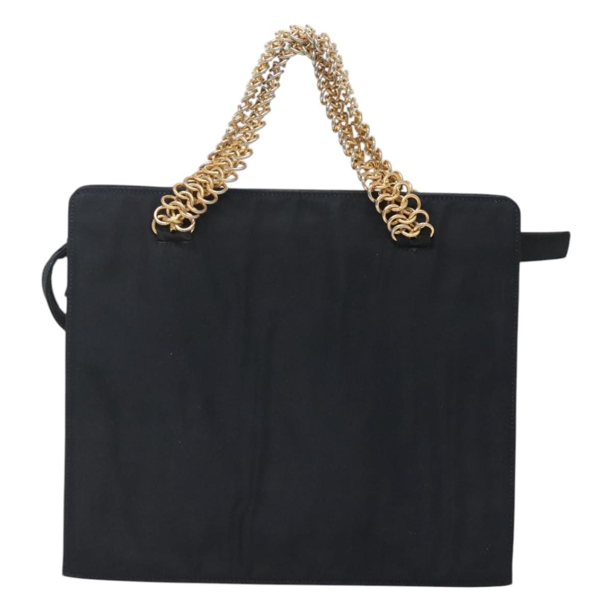 Prada PRADA Hand Bag Nylon Navy Gold Authentic 126301