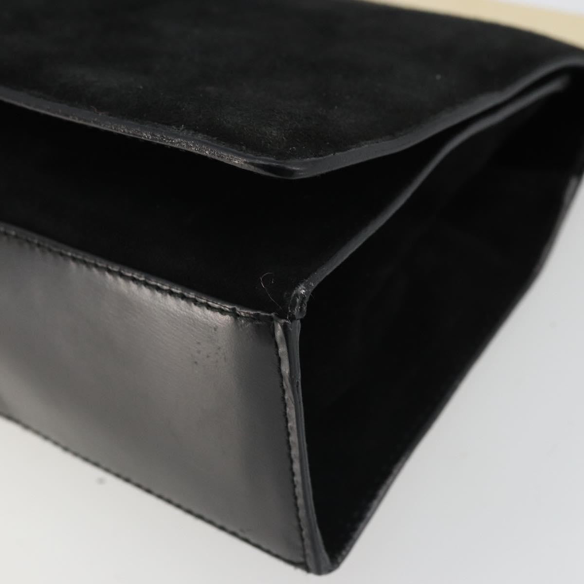 Gucci GUCCI Hand Bag Suede Black Gold 001 2058 1928 0 Authentic yk20276