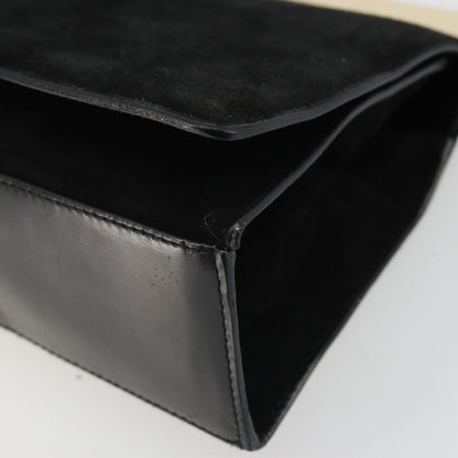 Gucci GUCCI Hand Bag Suede Black Gold 001 2058 1928 0 Authentic yk20276