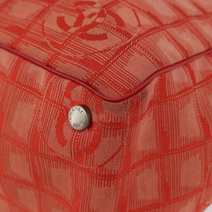Chanel CHANEL New Travel Line Tote Bag Nylon Red Silver CC Authentic BA12813