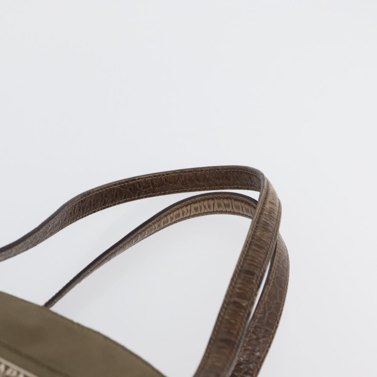 Prada PRADA Hand Bag Nylon Khaki Silver Authentic 173838
