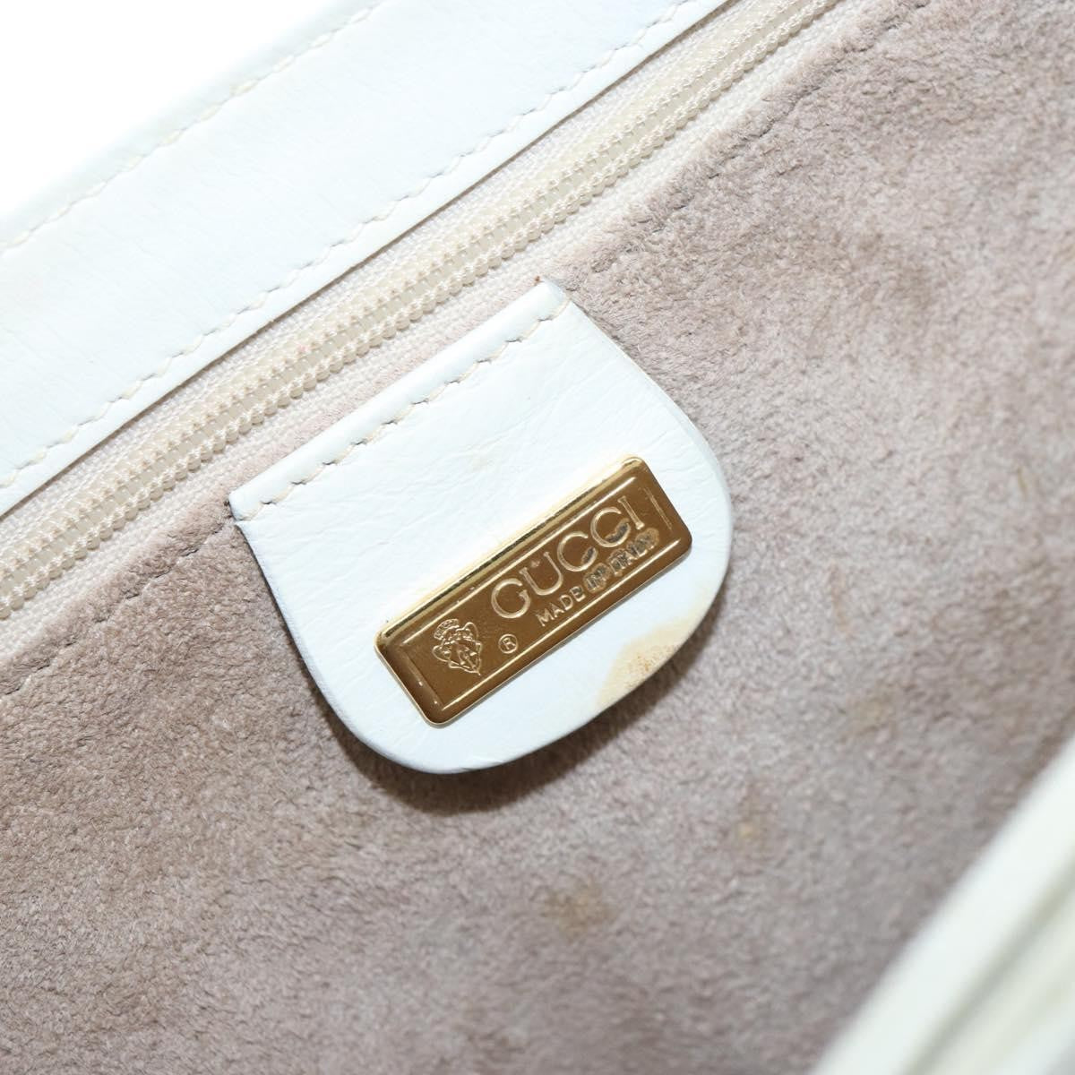 Gucci GUCCI Hand Bag Leather White Gold Authentic 154583