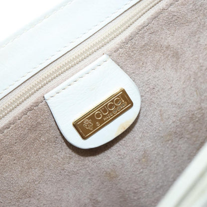 Gucci GUCCI Hand Bag Leather White Gold Authentic 154583