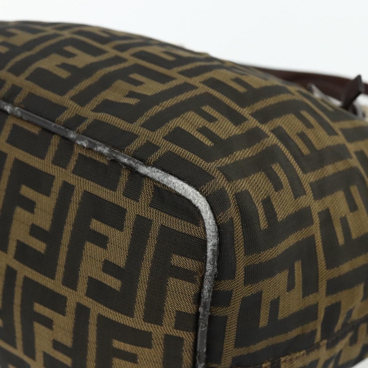 Fendi FENDI Zucca Canvas Hand Bag Black Brown Authentic 175169
