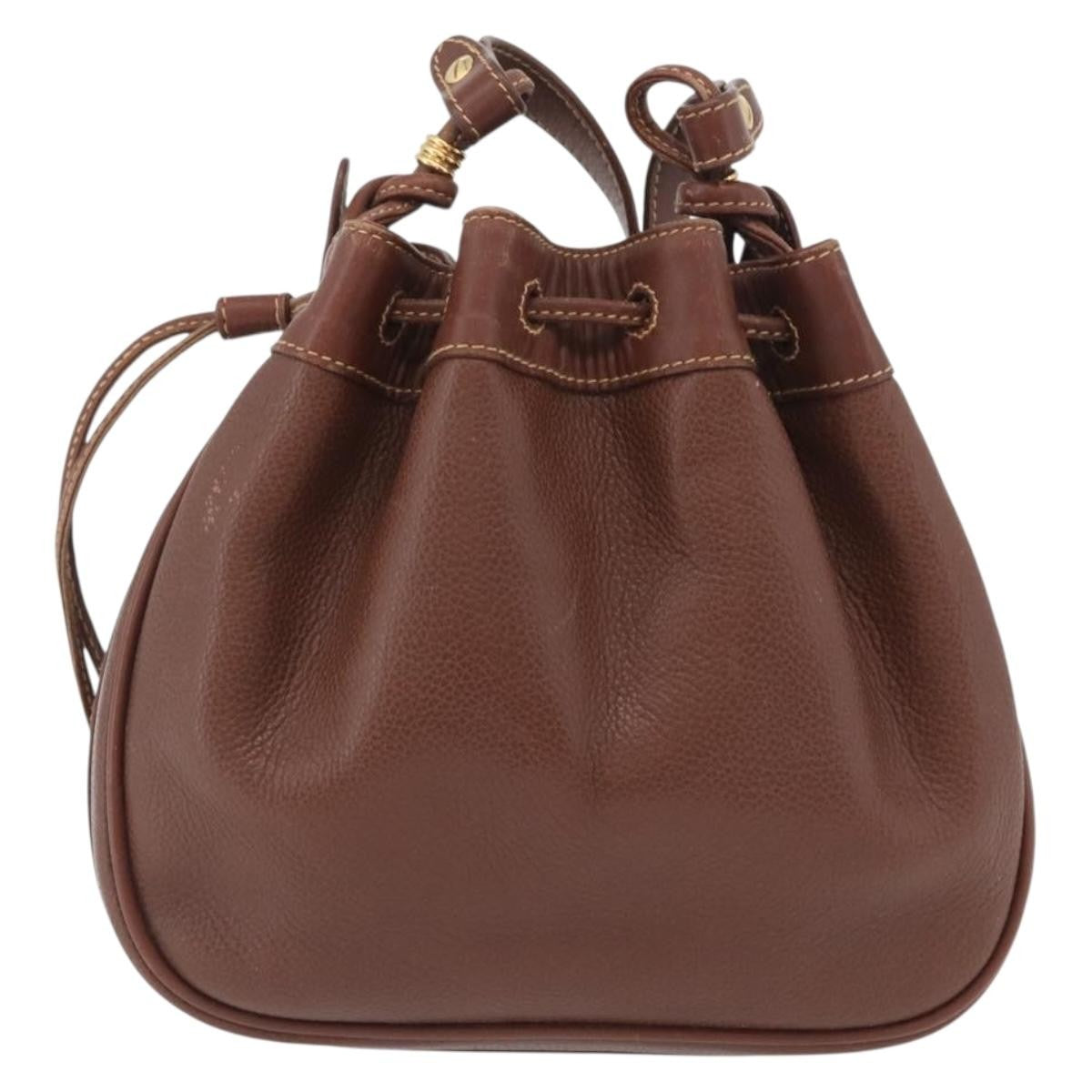 Gucci GUCCI Shoulder Bag Leather Brown Gold 007 984 0065 Authentic fm5085