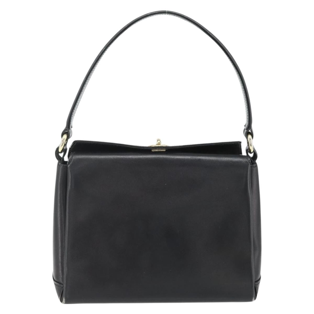 Gucci GUCCI Hand Bag Leather Black Gold Authentic ka4348