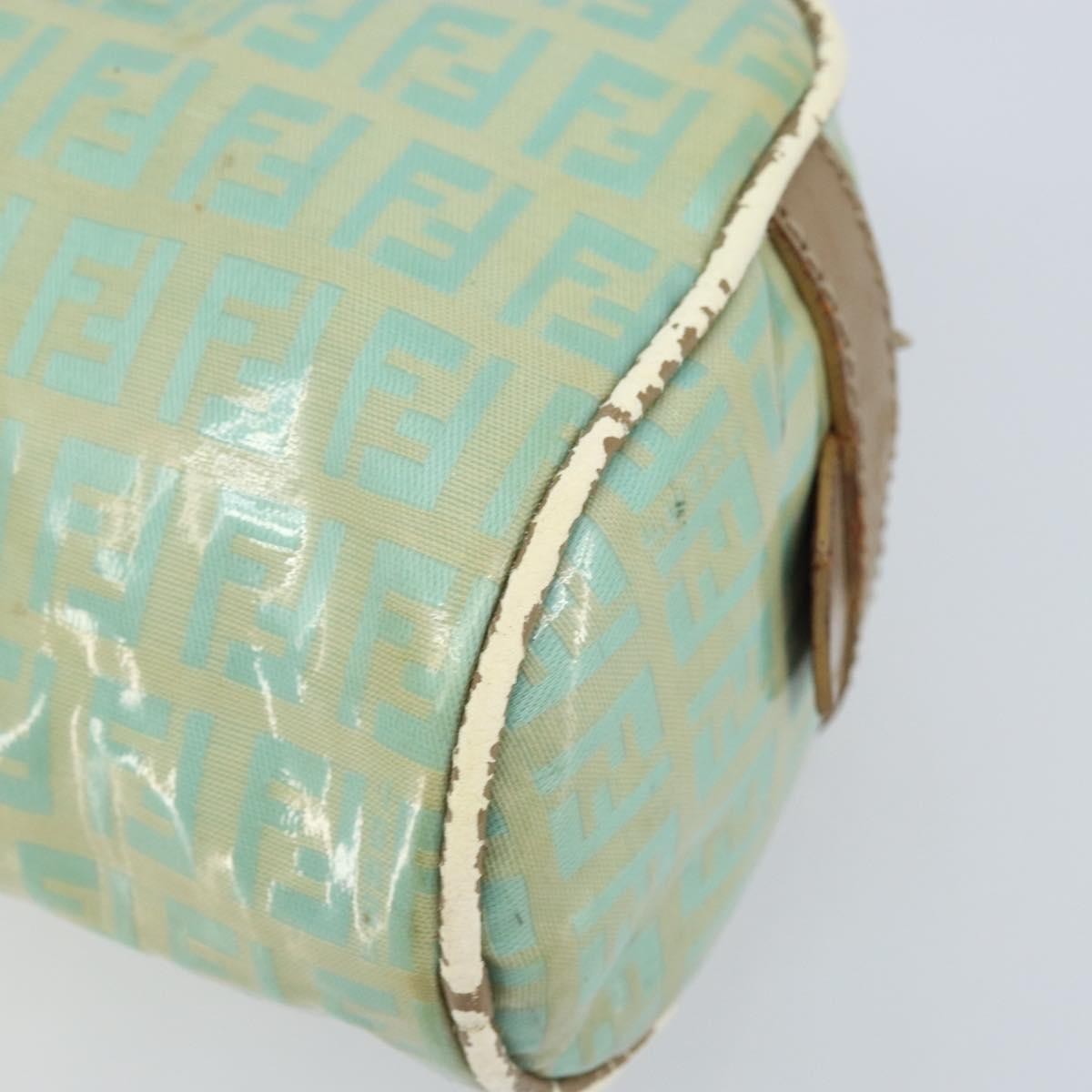 Fendi FENDI Zucchino Canvas Hand Bag Coated Canvas Green Gold Authentic ARZ139