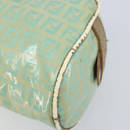 Fendi FENDI Zucchino Canvas Hand Bag Coated Canvas Green Gold Authentic ARZ139