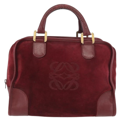 Loewe LOEWE Anagram Hand Bag Suede Leather Bordeaux Gold Authentic bs34369