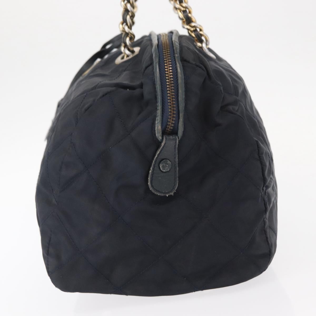 Prada PRADA Shoulder Bag Nylon Navy Gold Authentic 151665