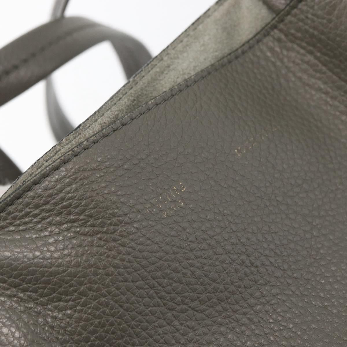 Celine CELINE Cabas Phantom Tote Bag Leather Gray Silver Authentic hk3679