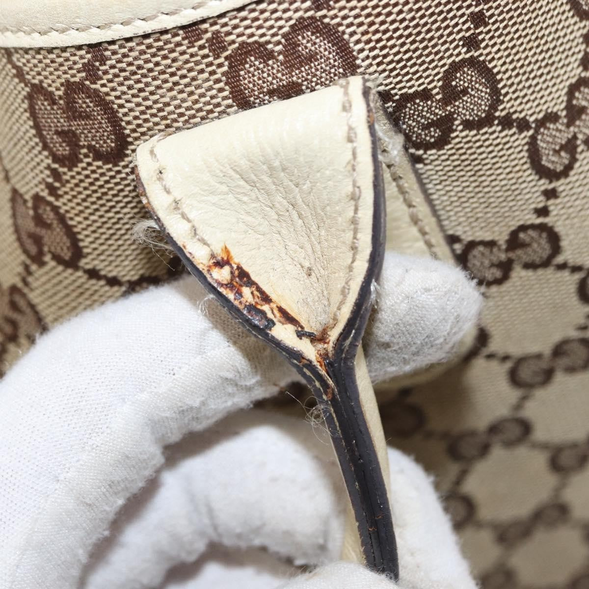 Gucci GUCCI GG Canvas Web Sherry Line Pretty Tote Bag Beige Gold 163805 Authentic ka637