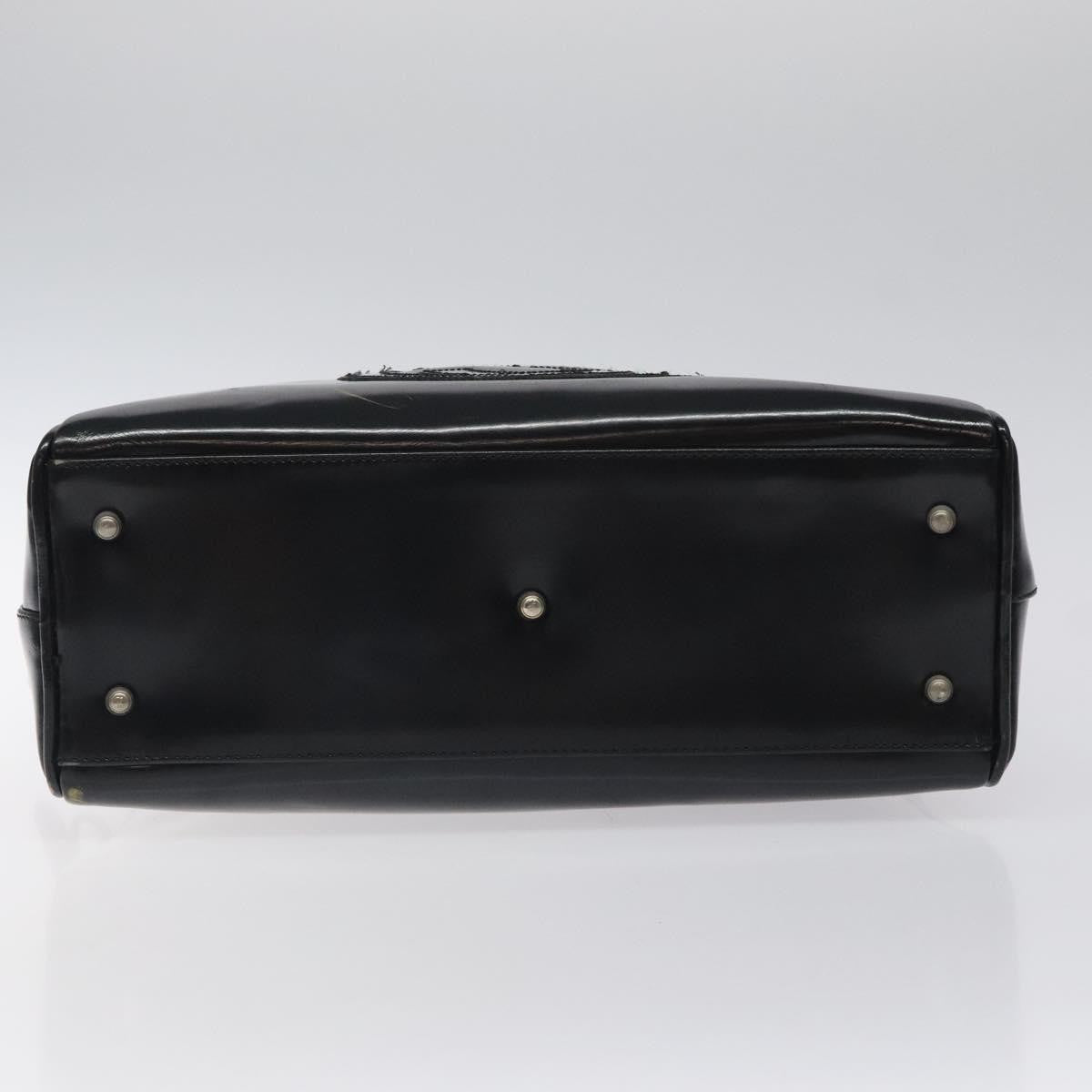 Gucci GUCCI Hand Bag Patent Leather Black Silver 000 1274 0505 Authentic ep8594