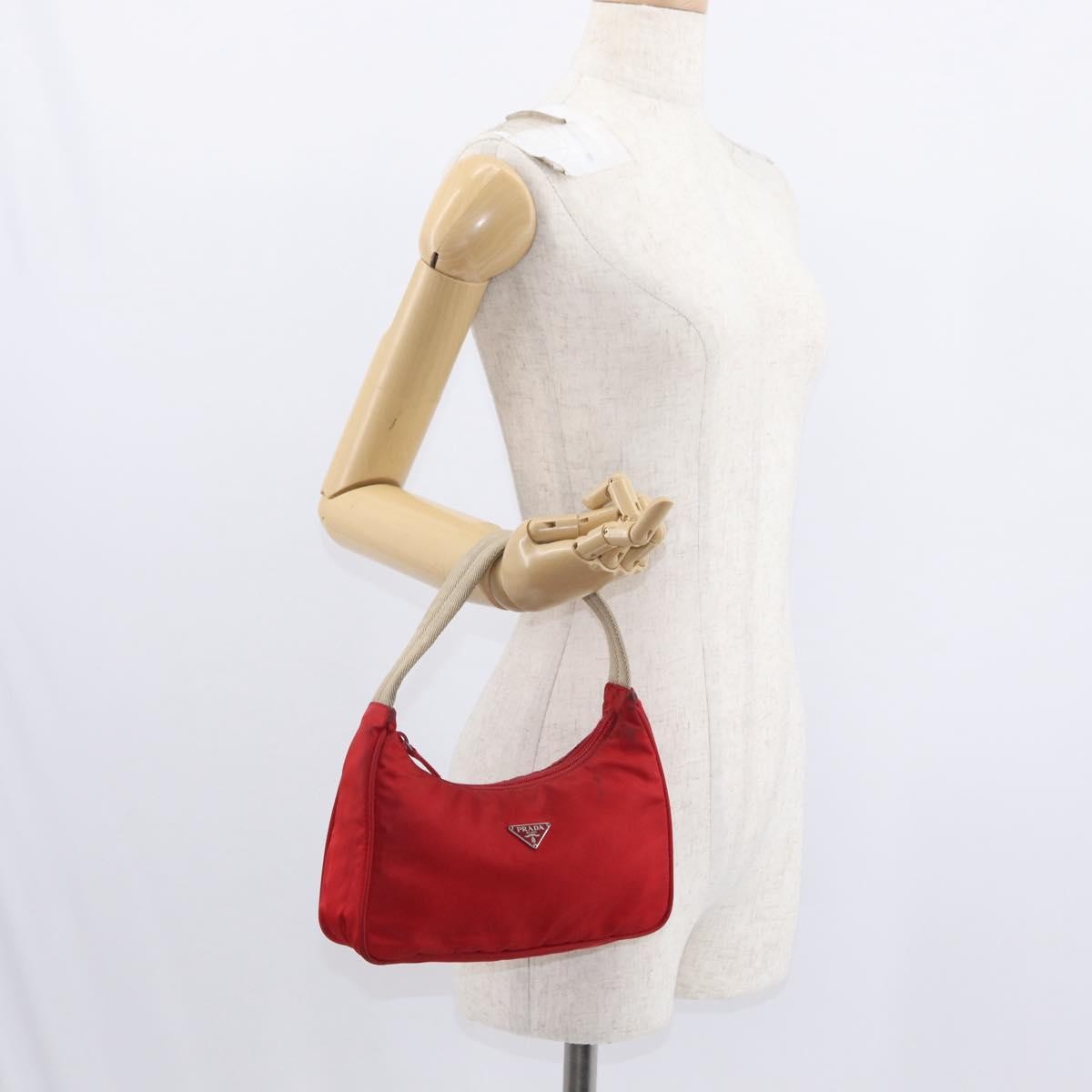 Prada PRADA Hand Bag Nylon Red Authentic 153880